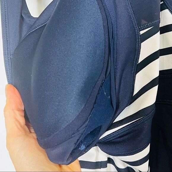Athleta Navy Blue White Stripe Racerback Tank - Picture 10 of 14